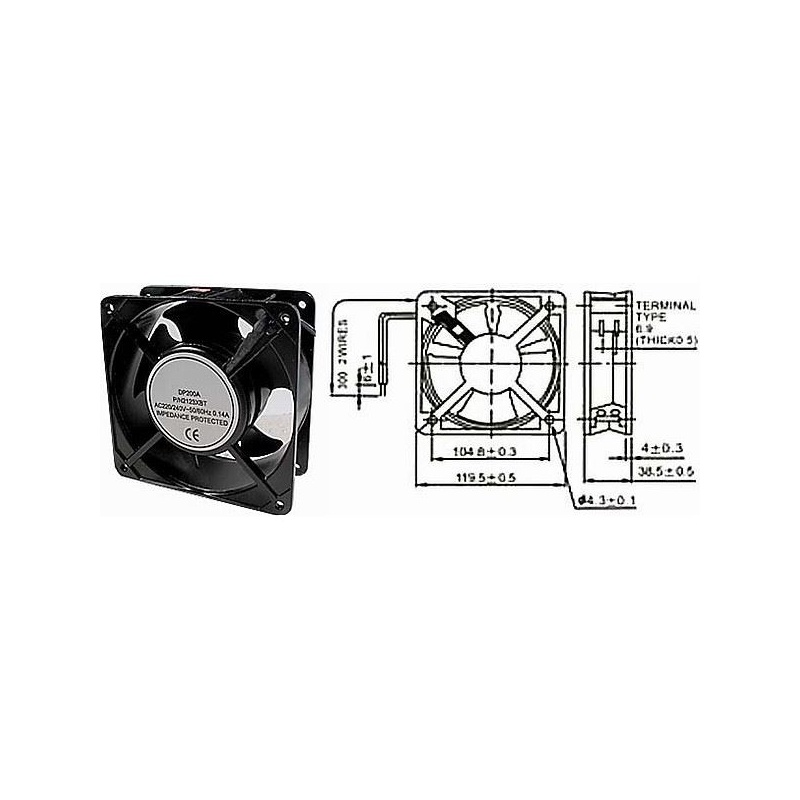 ventilátor 120x38 230V/0,14A, 2700ot./min