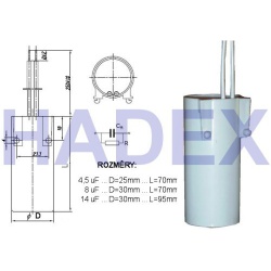 žiarivkový kondenzátor 4,5uF/250V MKSP-025P vyradené