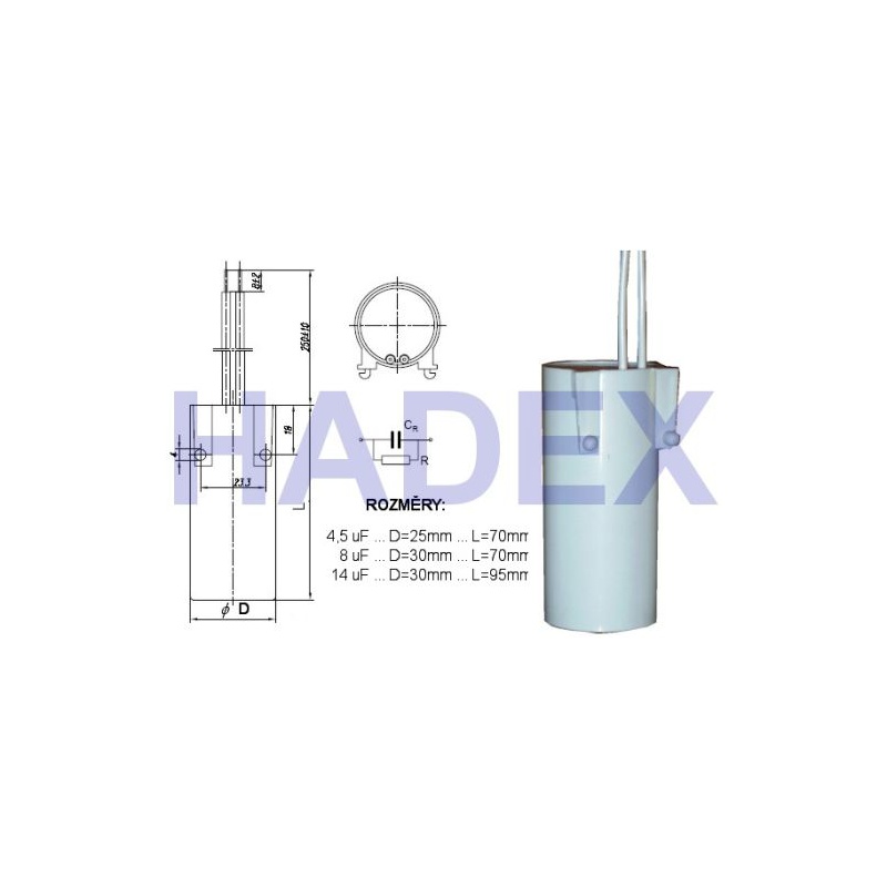 žiarivkový kondenzátor 4,5uF/250V MKSP-025P vyradené