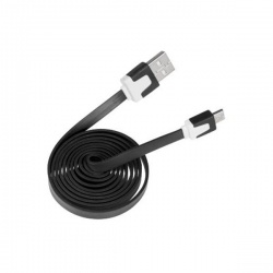 kábel USB 2,0 A KON. - MIKRO USB 1m plochý čierny