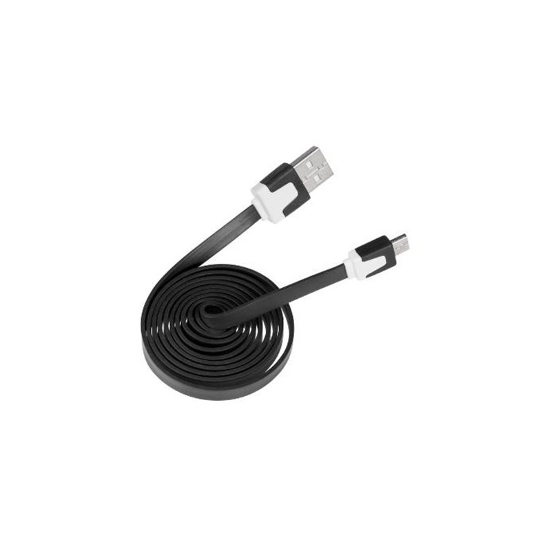 kábel USB 2,0 A KON. - MIKRO USB 1m plochý čierny